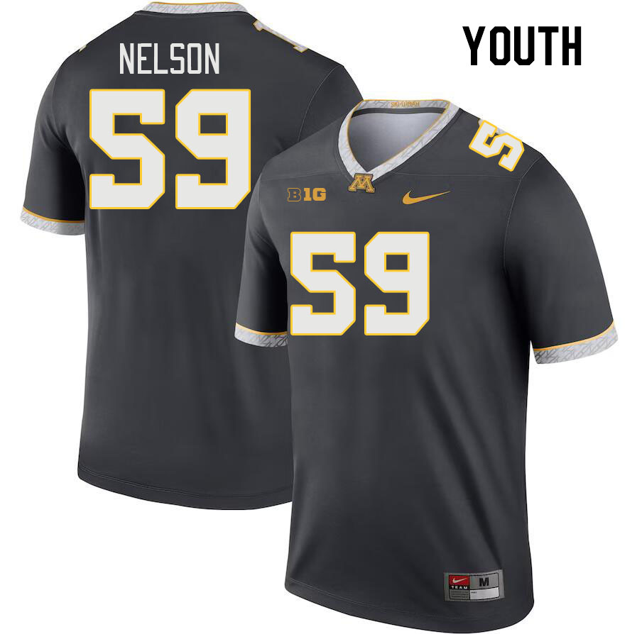 Youth #59 Tony Nelson Minnesota Golden Gophers College Football Jerseys Stitched-Charcoal - Click Image to Close